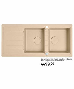 Laveo_Kitchen_Sink_Megalo_Beige_Drop_In_Double_Bowl_Single_Drainer