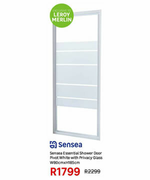 Sensea_Essential_Shower_Door_Pivot_White_With_Privacy_Glass